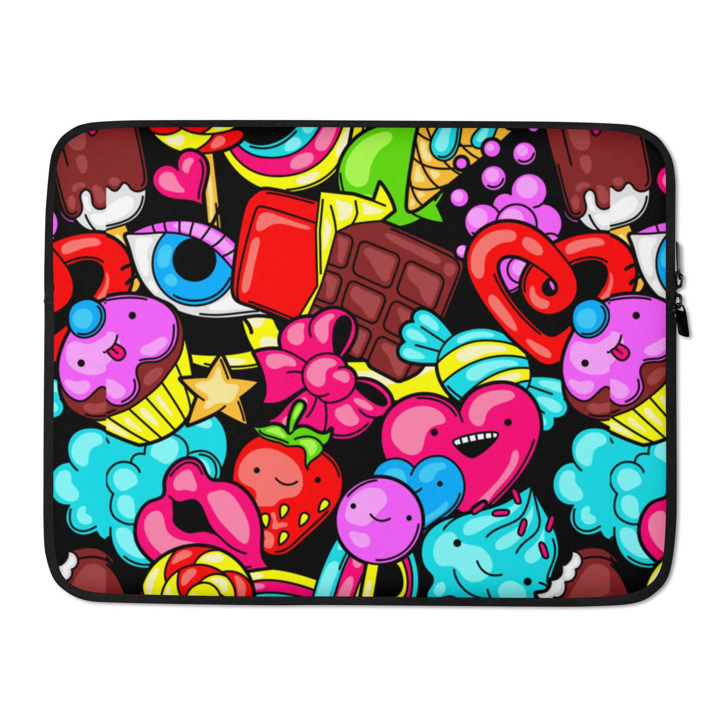 Sweet an Candies Pattern, Crazy sweet-stuff in Cartoon Style, I Love Candies, Sweet Lover, Ice Cream, Heart, Sweet, Dessert Laptop Sleeve