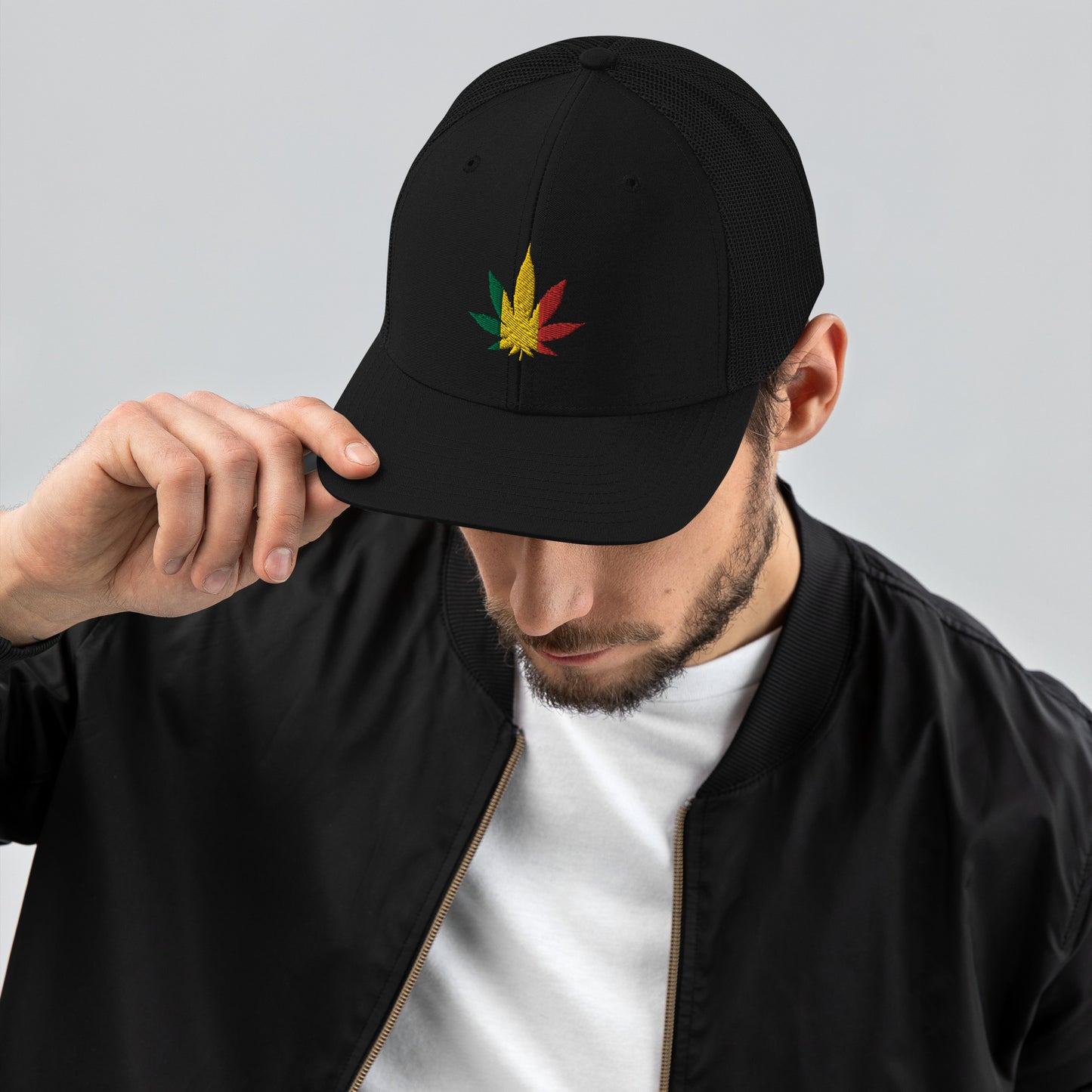 Weed Embroidered Hat, Colorful Flower / Trucker Cap