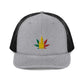Weed Embroidered Hat, Colorful Flower / Trucker Cap