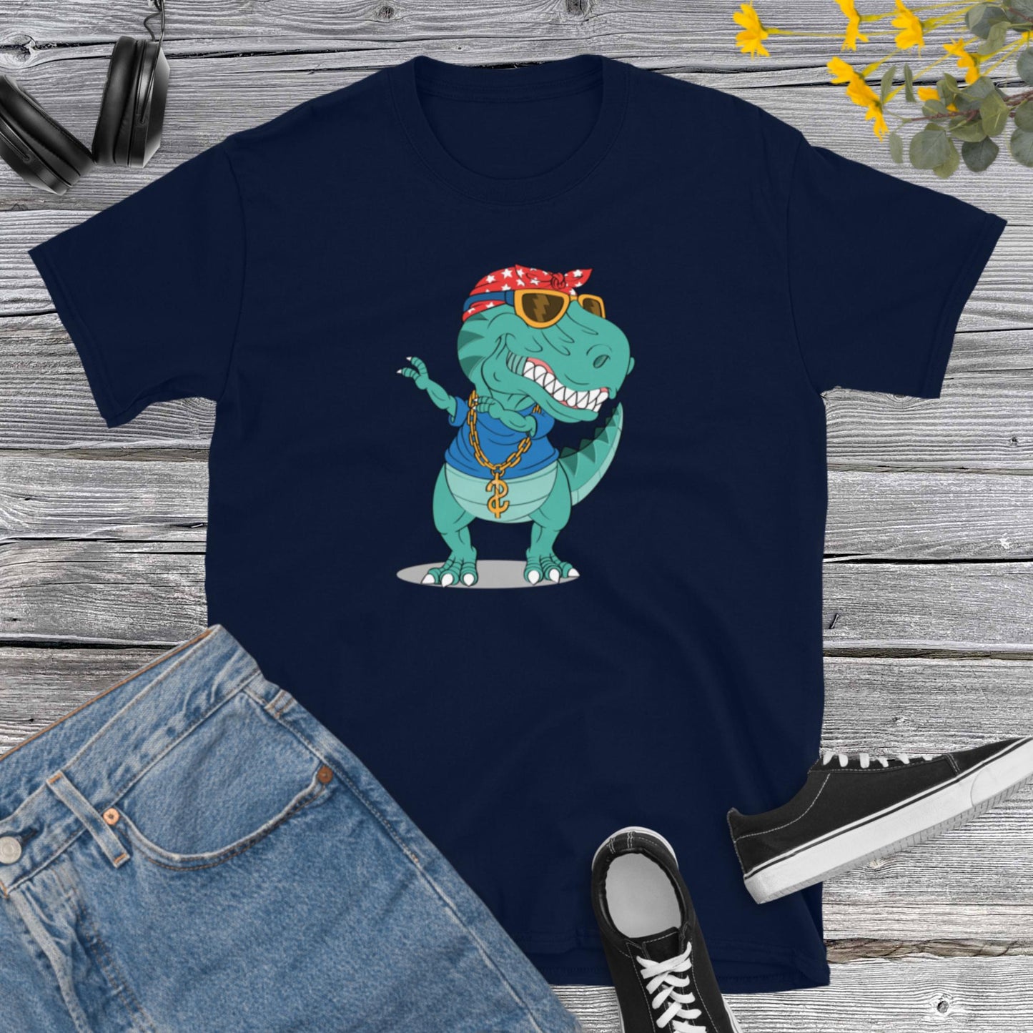 Funny Dinosaur, Dinosaur bitting a Beer, Party Saurus, Short-Sleeve Unisex T-Shirt