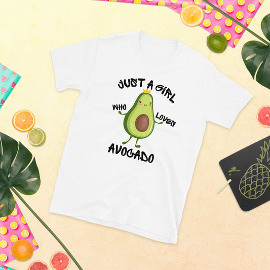 Just A Girl Who Loves Avocado Shirt, Avocado Shirt, Avocado Lover Shirt, Avocado Gifts, Vegan T Shirt, Short-Sleeve Unisex T-Shirt