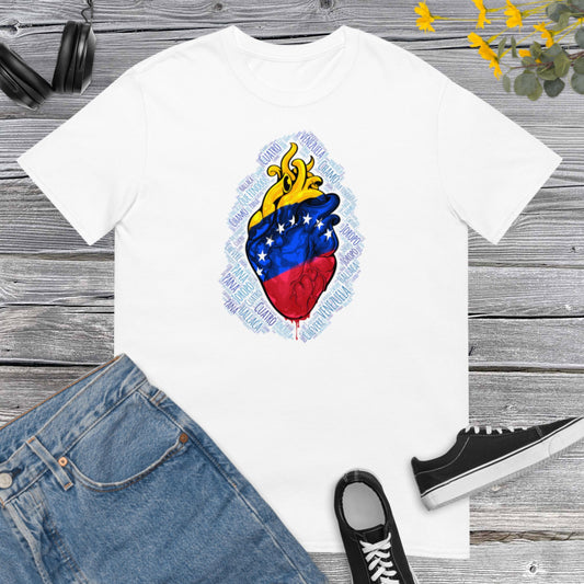 Venezuela Heart, Tricolor Falg, Frases Venezolanas, I Love Venezuela, Proud Latina, Latin Power Short-Sleeve Unisex T-Shirt