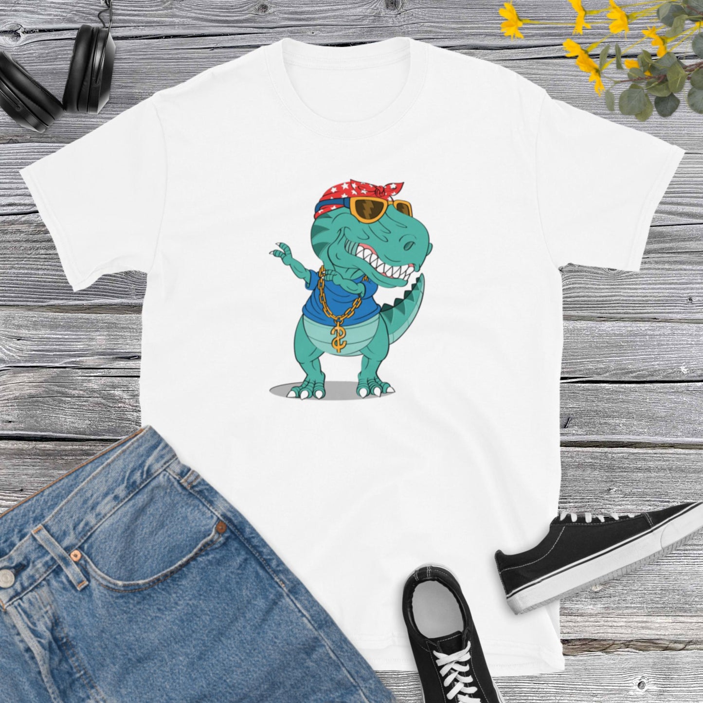 Funny Dinosaur, Dinosaur bitting a Beer, Party Saurus, Short-Sleeve Unisex T-Shirt