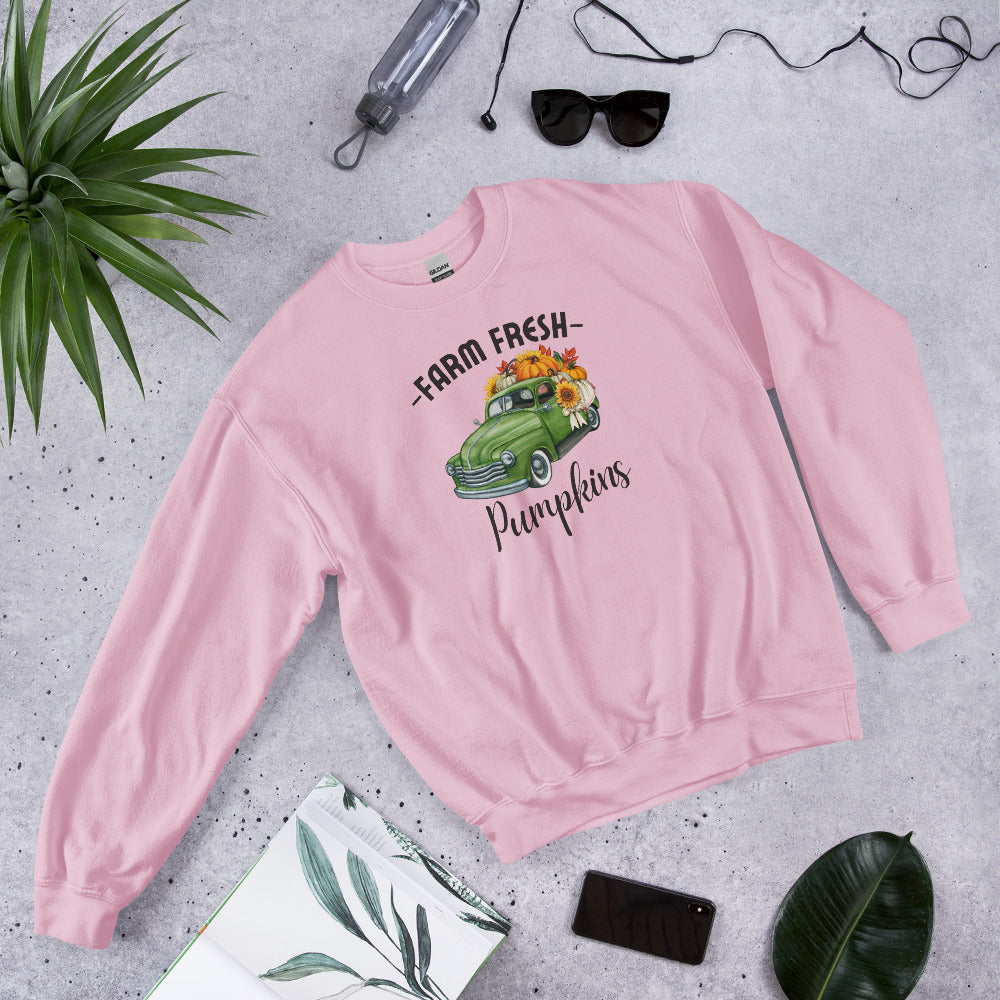 Farm Fresh Pumpkins Sunflower, Fall Truck Shirt, Pumpkin SweatShirt, Autumn Shirt, Fall, Happy Thanksgiving Unisex Sweatshirt