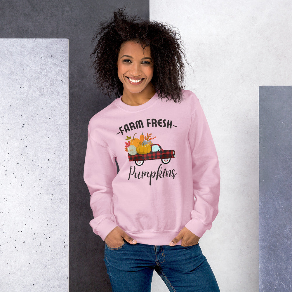 Farm Fresh Red Buffalo plaid Pickup Truck Pumpkins, Fall Truck, Pumpkin, Autumn SweatShirt, Happy Fall, Thanksgiving  Unisex Sweatshirt