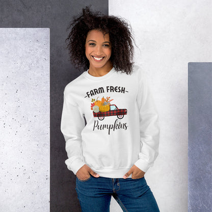 Farm Fresh Red Buffalo plaid Pickup Truck Pumpkins, Fall Truck, Pumpkin, Autumn SweatShirt, Happy Fall, Thanksgiving  Unisex Sweatshirt