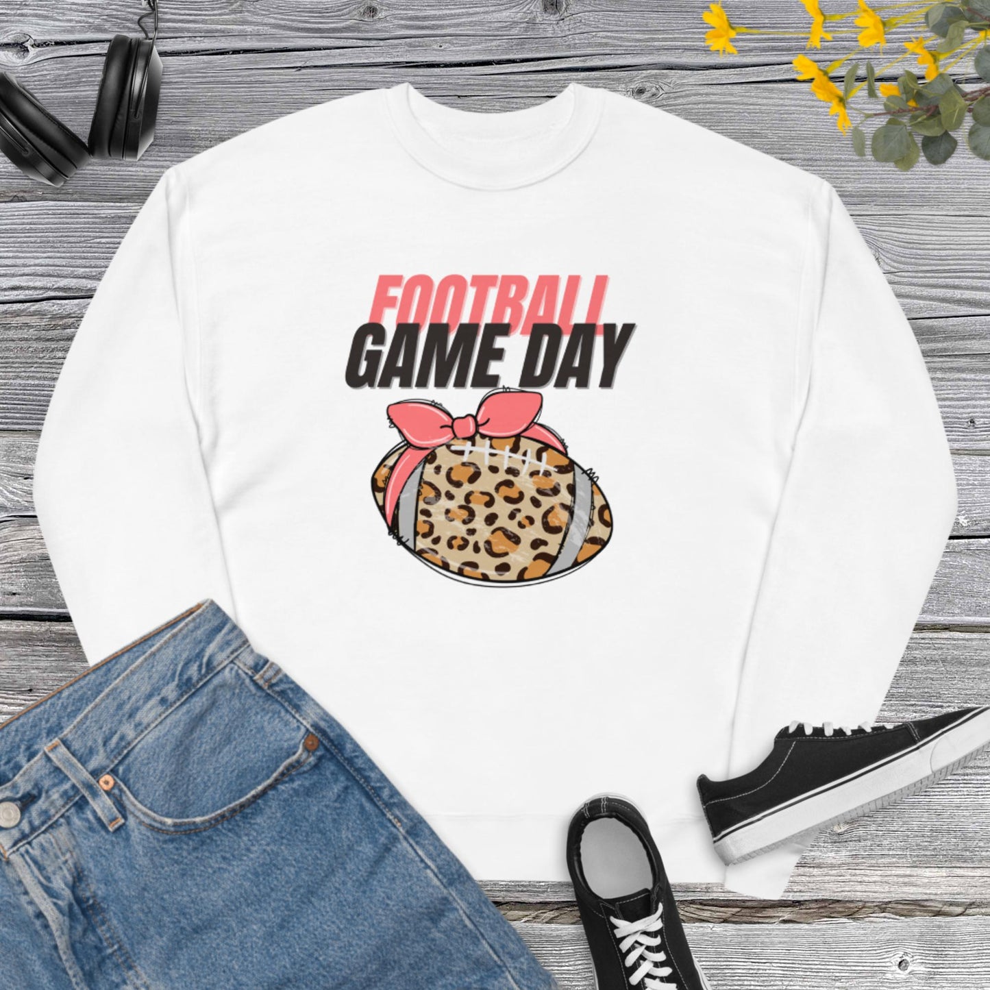 Football Game Day, Football Mom, Game Day Women, Football Sweatshirt For Women, Game Day Leopard, Football Season Unisex fleece sweatshirt