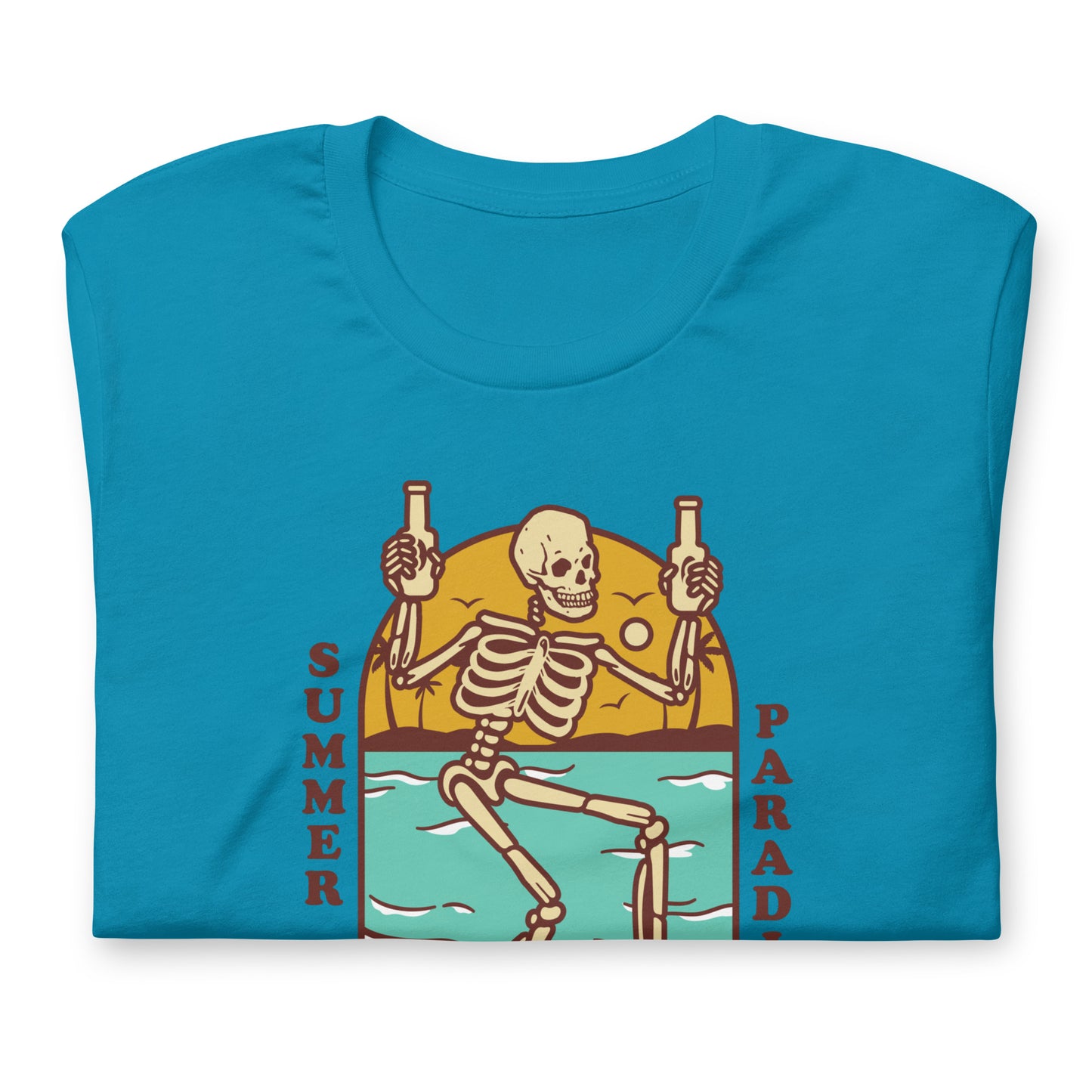 SUMMER PARADISE Skeleton, Funny Summer shirt, Skeleton on the beach funny, Happiness, Unisex t-shirt