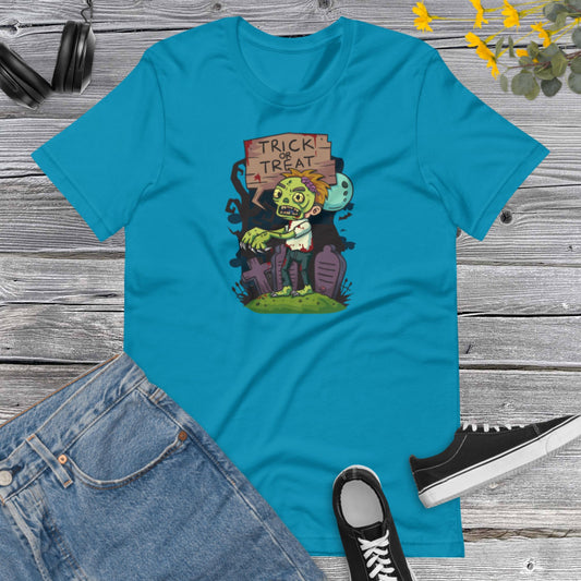 Trick or Treat Zombie Halloween Shirt, Halloween T-shirt, Zombie T-shirt, Trick or Treat, Spooky Unisex t-shirt