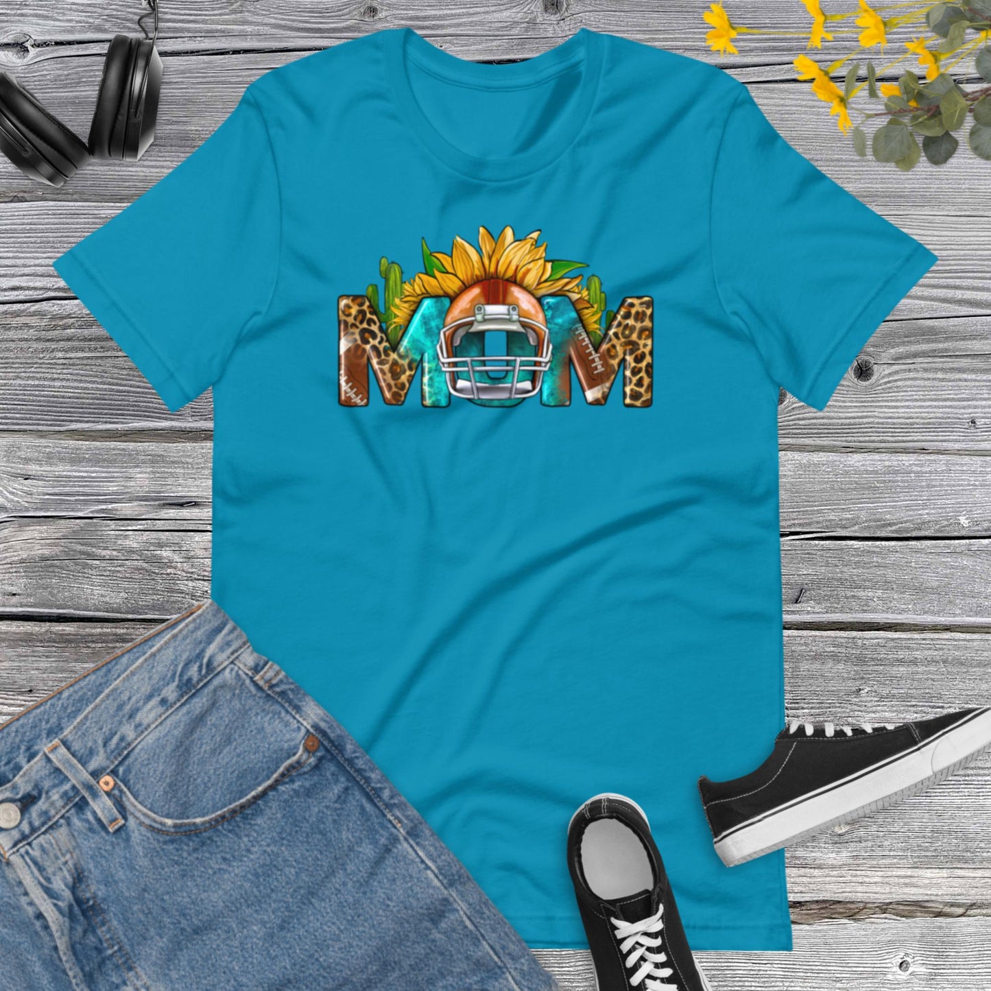 Football Mom Sunflower Leopard, Football Mom, Sports Mom, Football Mom, Team Football Lover Unisex t-shirt