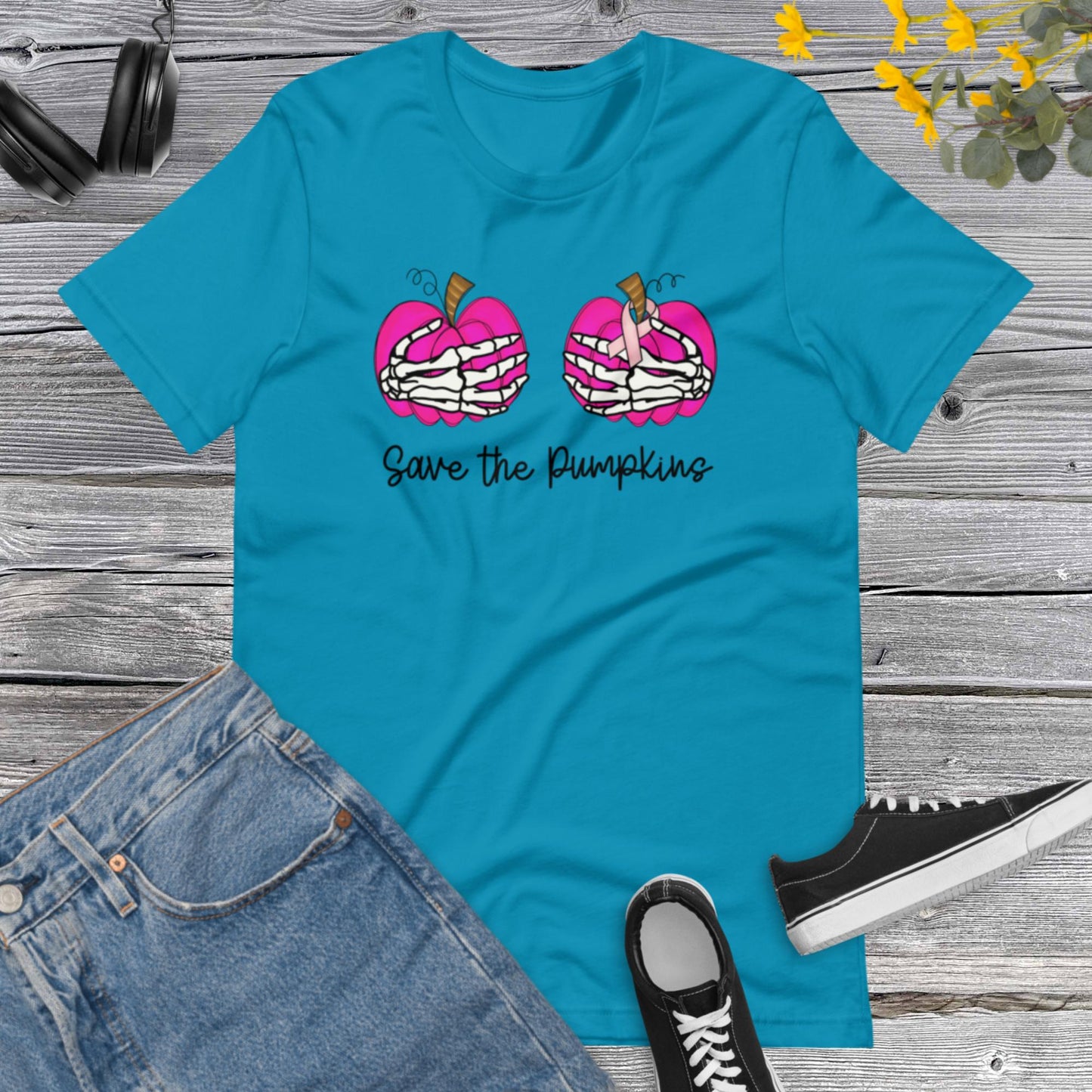 Save the Pumpkins Shirt, In October We Wear Pink Shirt, Breast Cancer Awareness, Pink October, Pumpkin Shirt, Pumpkin Season Unisex t-shirt