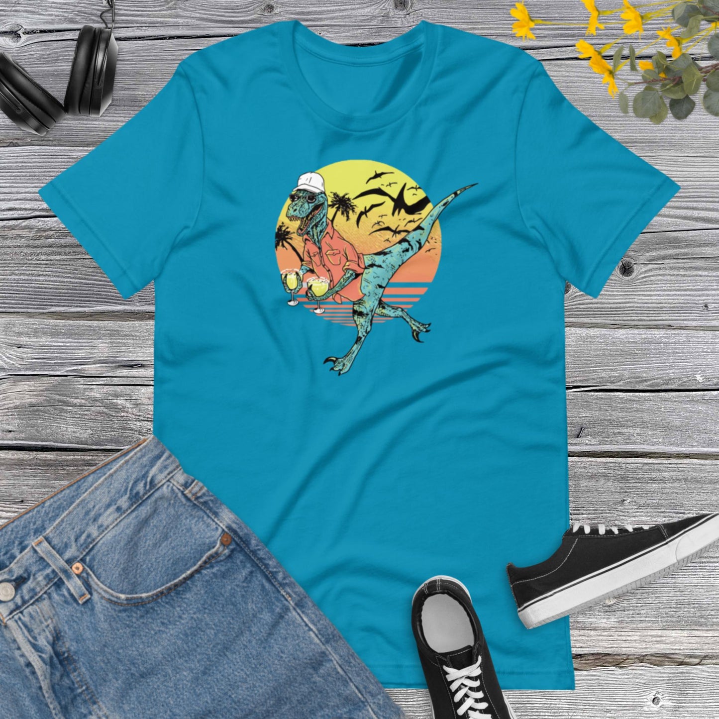 Dinosaur Lover shirt, Funny Dinosaur drinking, Jurassic World, Dinosaur Party Unisex t-shirt