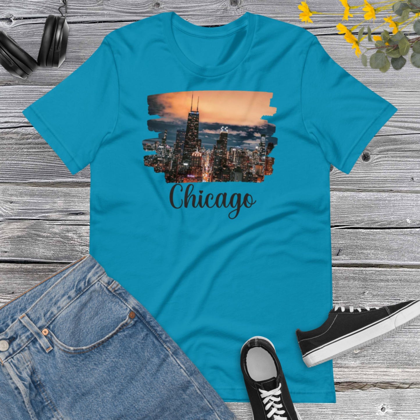 Chicago City Sunset, I Love Chicago, Chicago Lover, City Photo Unisex t-shirt