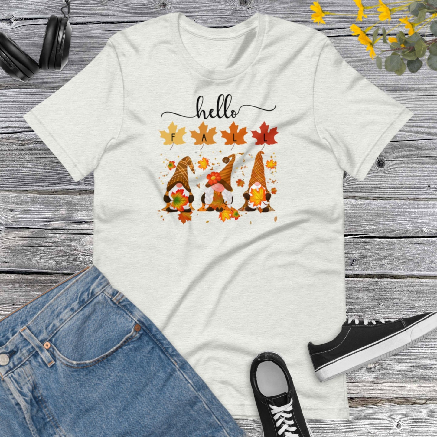 Hello Fall Gnomes, Gnome fall shirt, Thanksgiving Gnome, Happy Fall, Thanksgiving Gift Unisex t-shirt