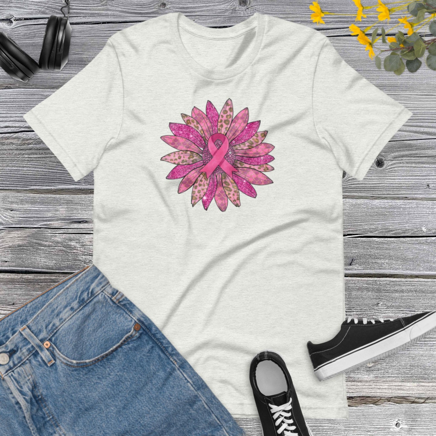 Sunflower Breast Cancer Awareness, Beautiful Pink Sunflower, Pink Ribbon For Woman Shirt, Breast Cancer Awareness Unisex t-shirt