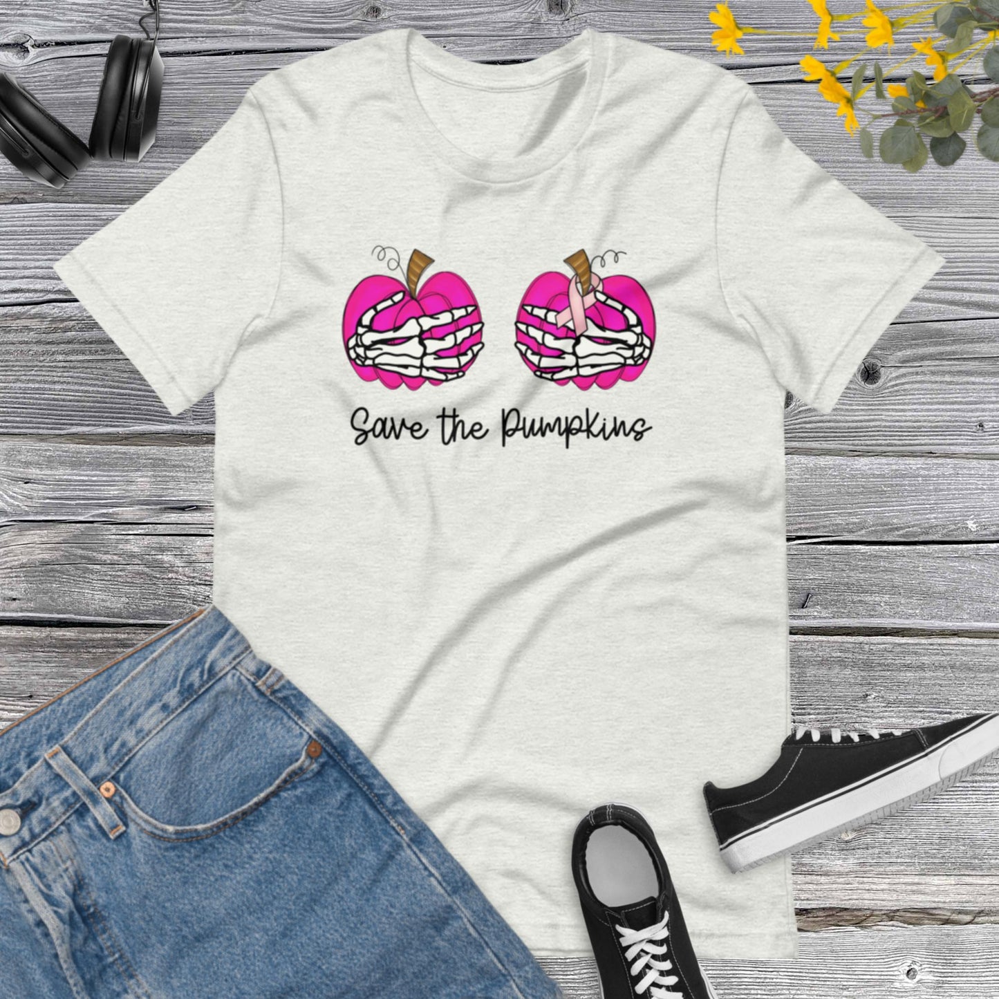 Save the Pumpkins Shirt, In October We Wear Pink Shirt, Breast Cancer Awareness, Pink October, Pumpkin Shirt, Pumpkin Season Unisex t-shirt