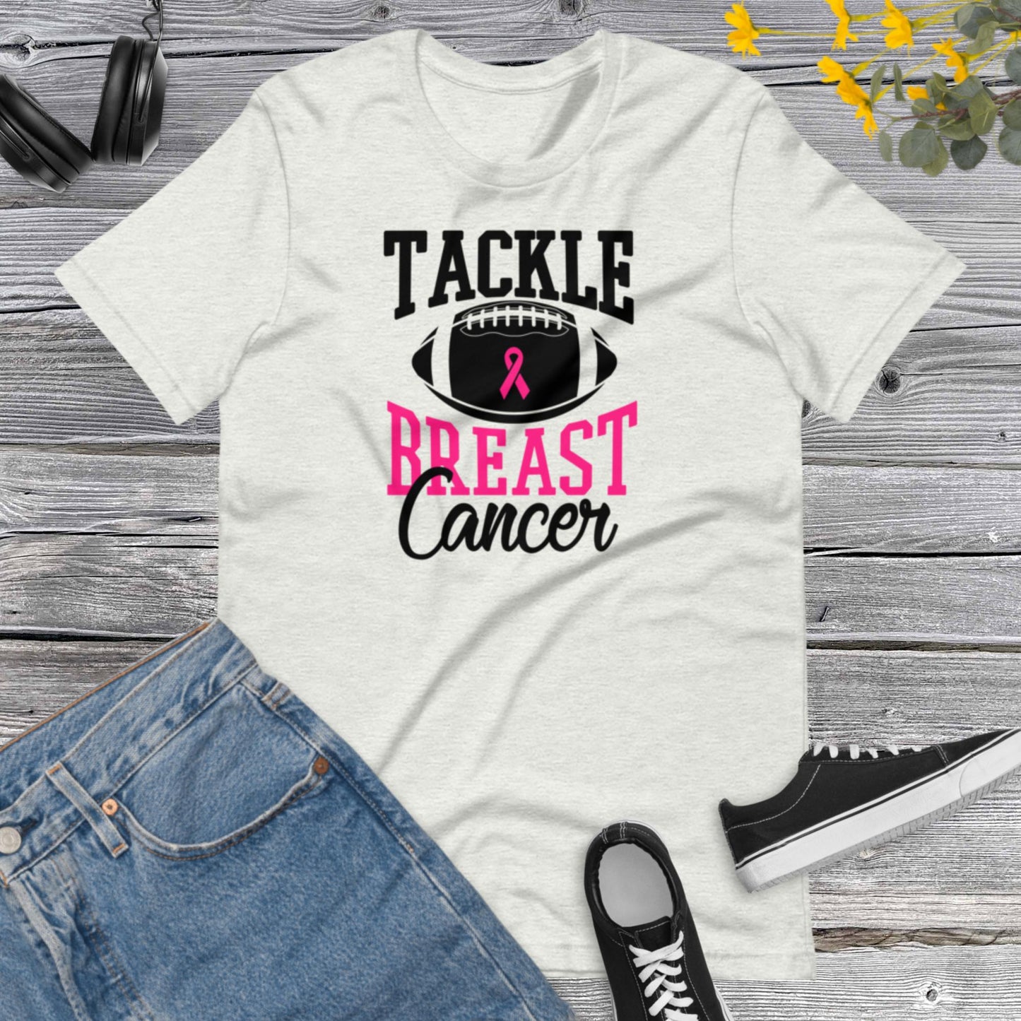 Tackle Breast Cancer, Breast Cancer Awareness, Team Cancer, Motivational, Pink Ribbon, In October We Wear Pink Unisex t-shirt