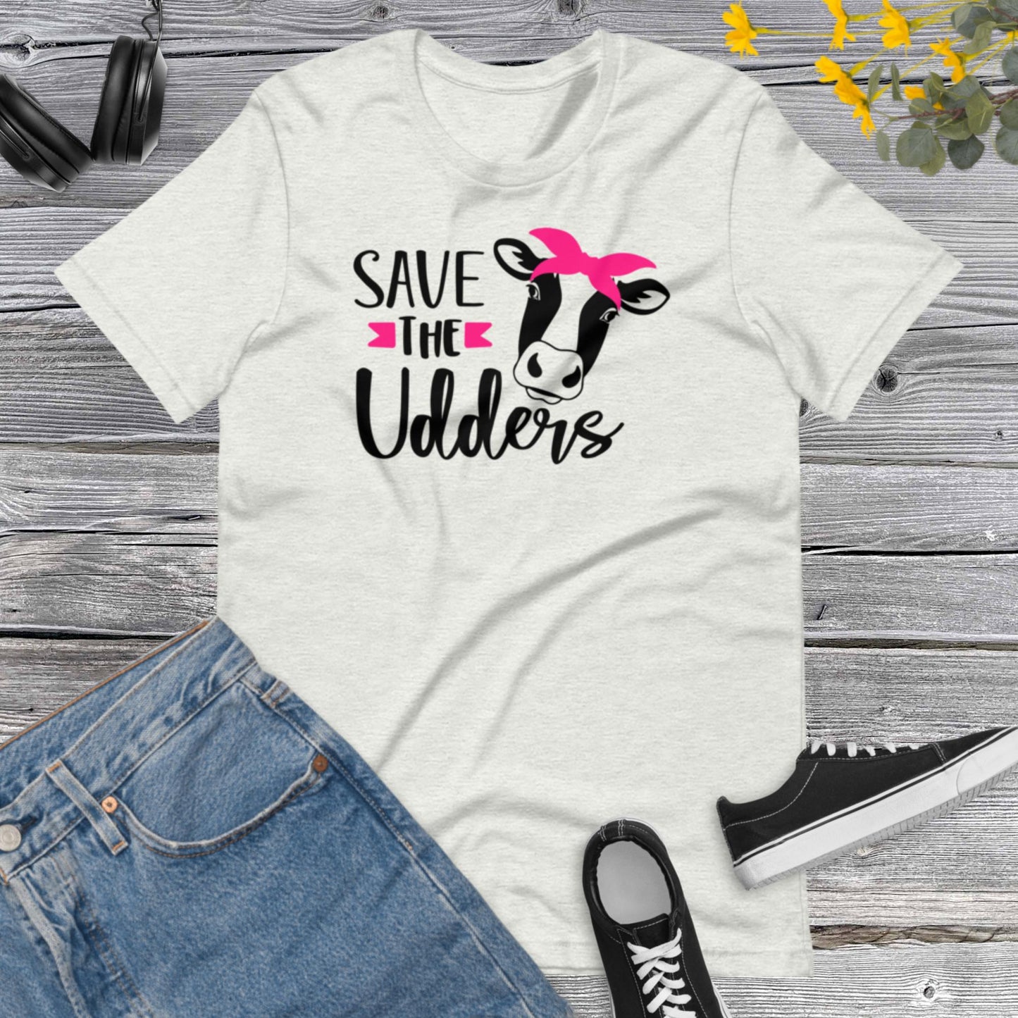 Save The Udders, Breast Cancer Awareness, Team Cancer, Motivational, Pink Ribbon, In October We Wear Pink Unisex t-shirt