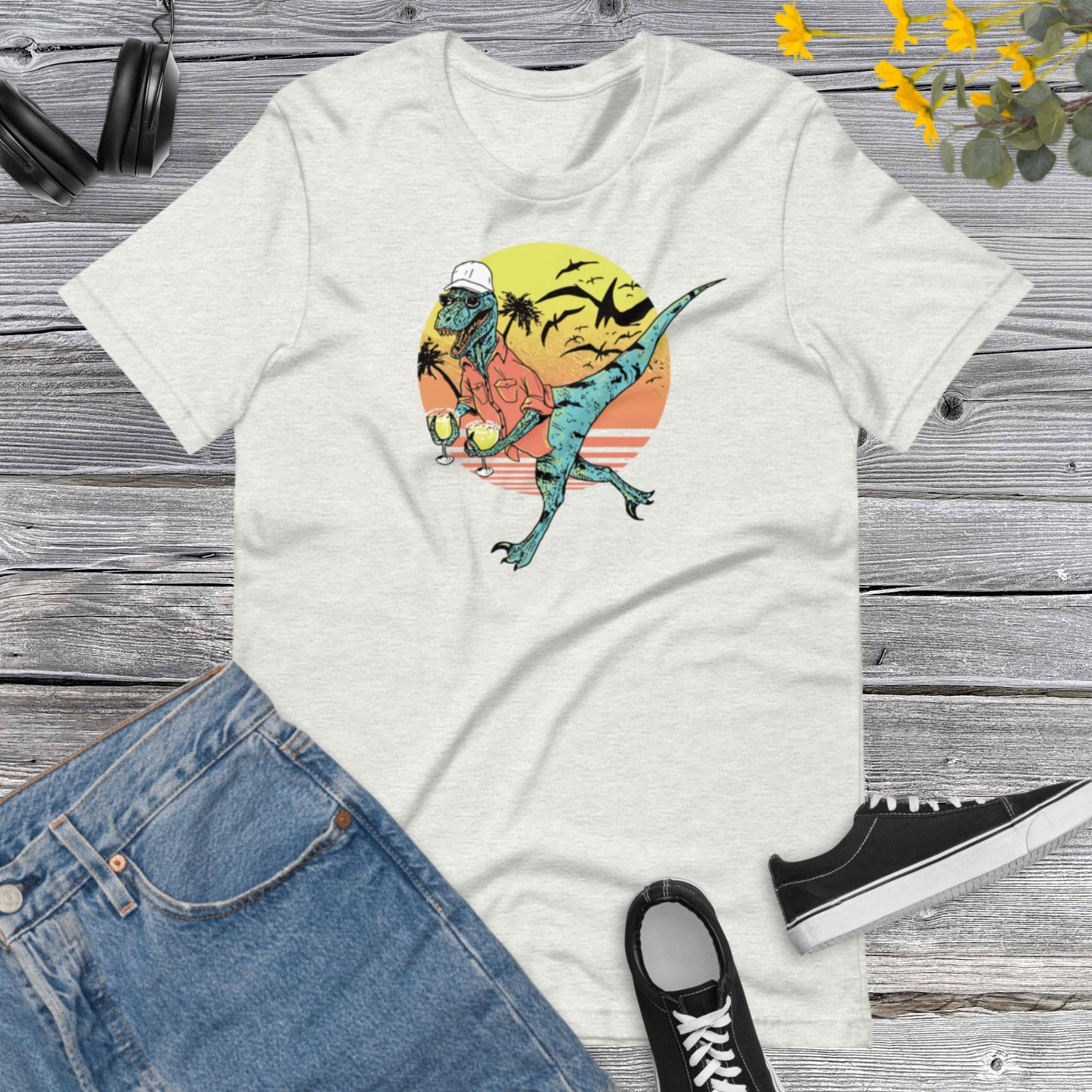 Dinosaur Lover shirt, Funny Dinosaur drinking, Jurassic World, Dinosaur Party Unisex t-shirt