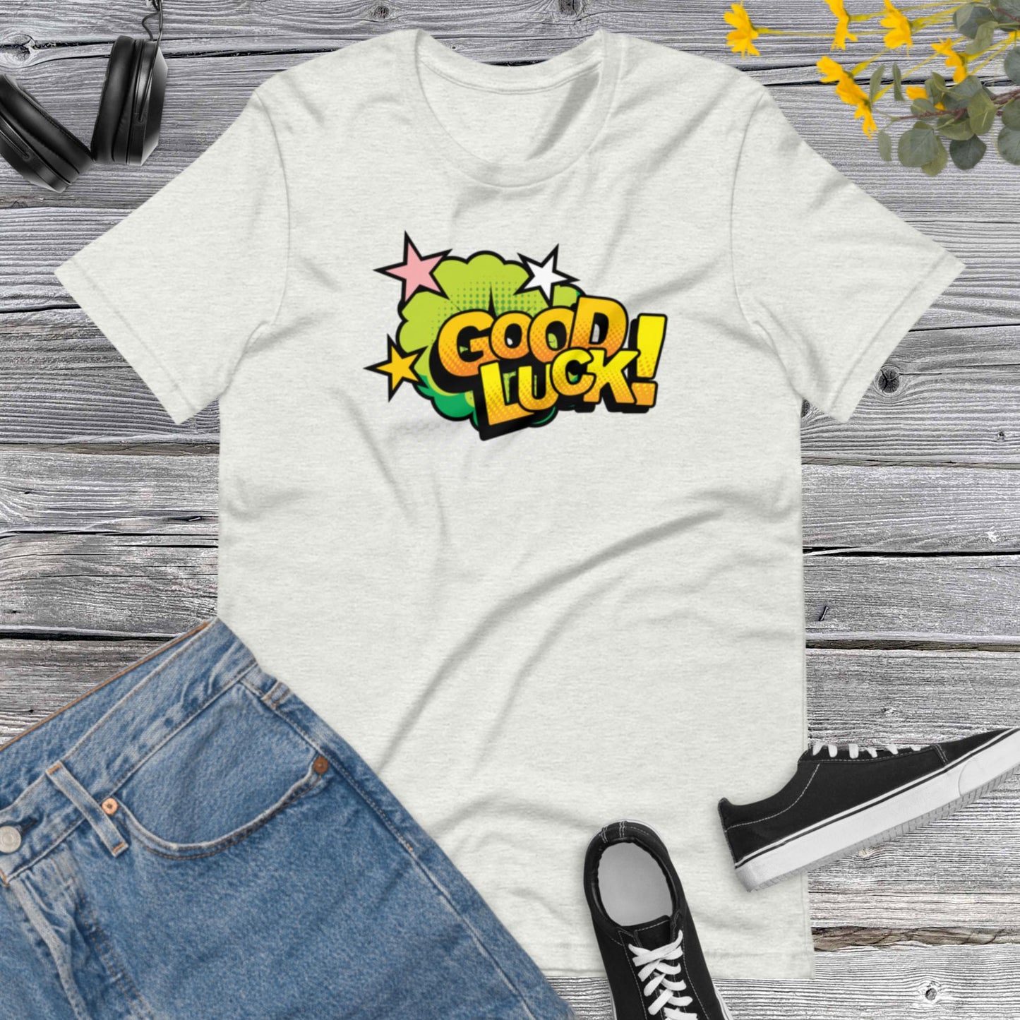 Good Luck Pop Art Style, Retro Design Good Luck Shirt, Retro Comic Style, Graphic Shirt , American Vintage Pop Art Design Unisex t-shirt