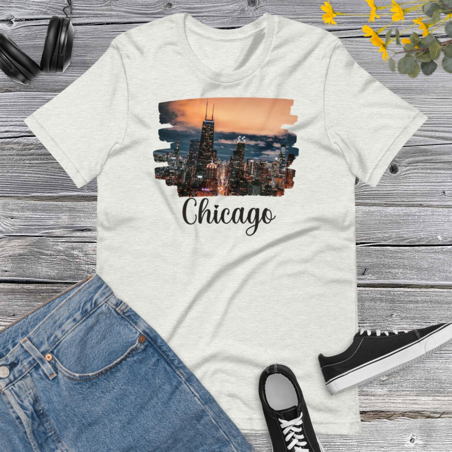 Chicago City Sunset, I Love Chicago, Chicago Lover, City Photo Unisex t-shirt