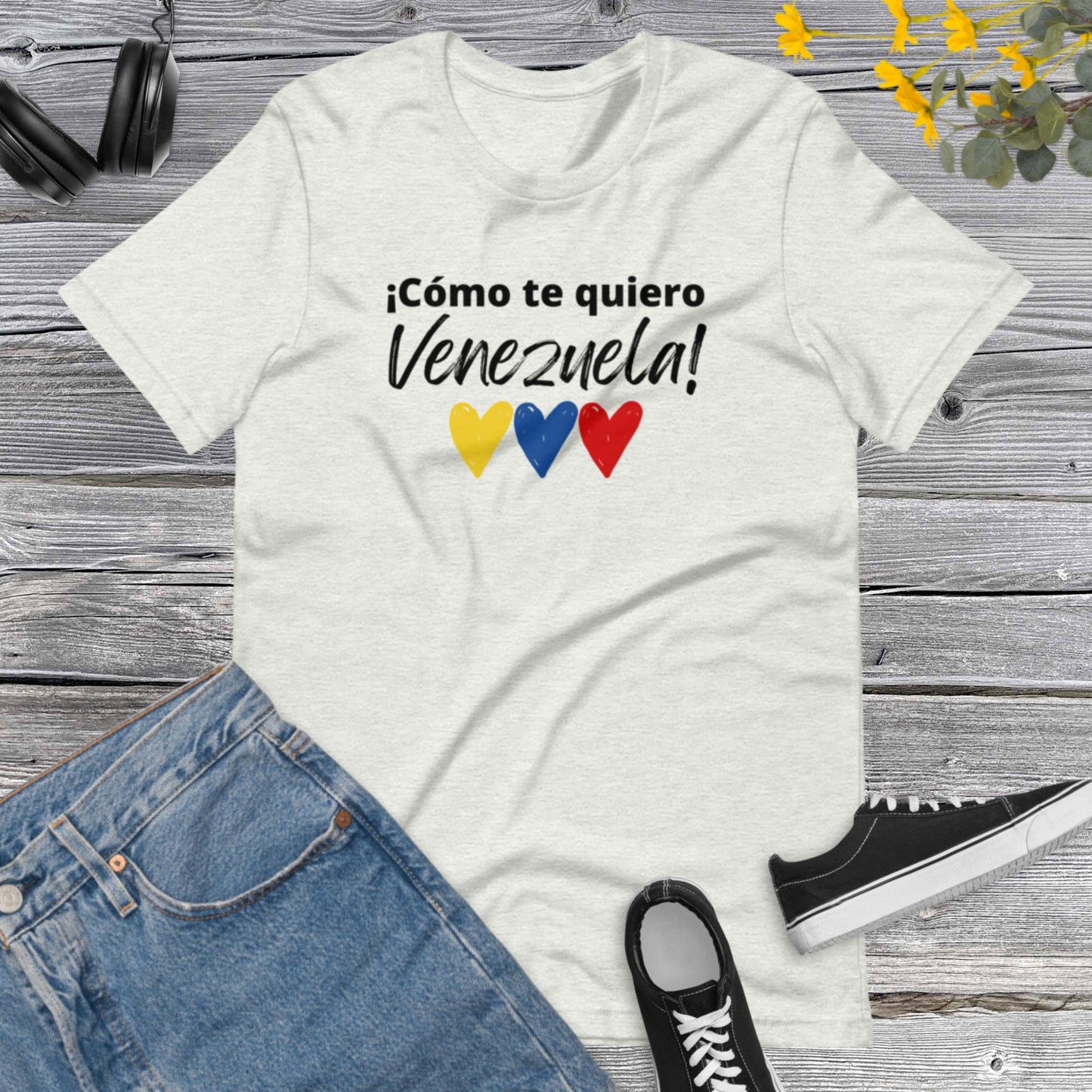 Como te Quiero Venezuela !, Tricolor Hearts, I Love Venezuela, Venezuela en USA, Proud Latina, Latin Power Unisex t-shirt