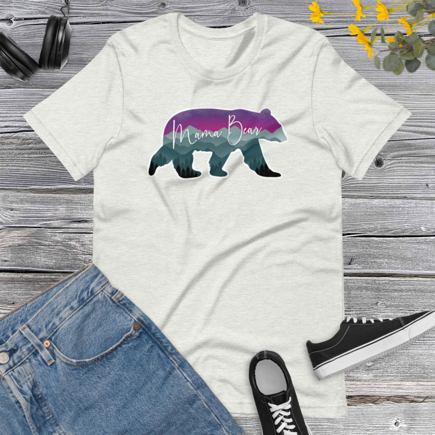 Mama Bear, Bear mountain forest tees, Gift Mama bear tees, Gift Camping Shirt, Gift Wild Life tee, gift adventure Unisex t-shirt