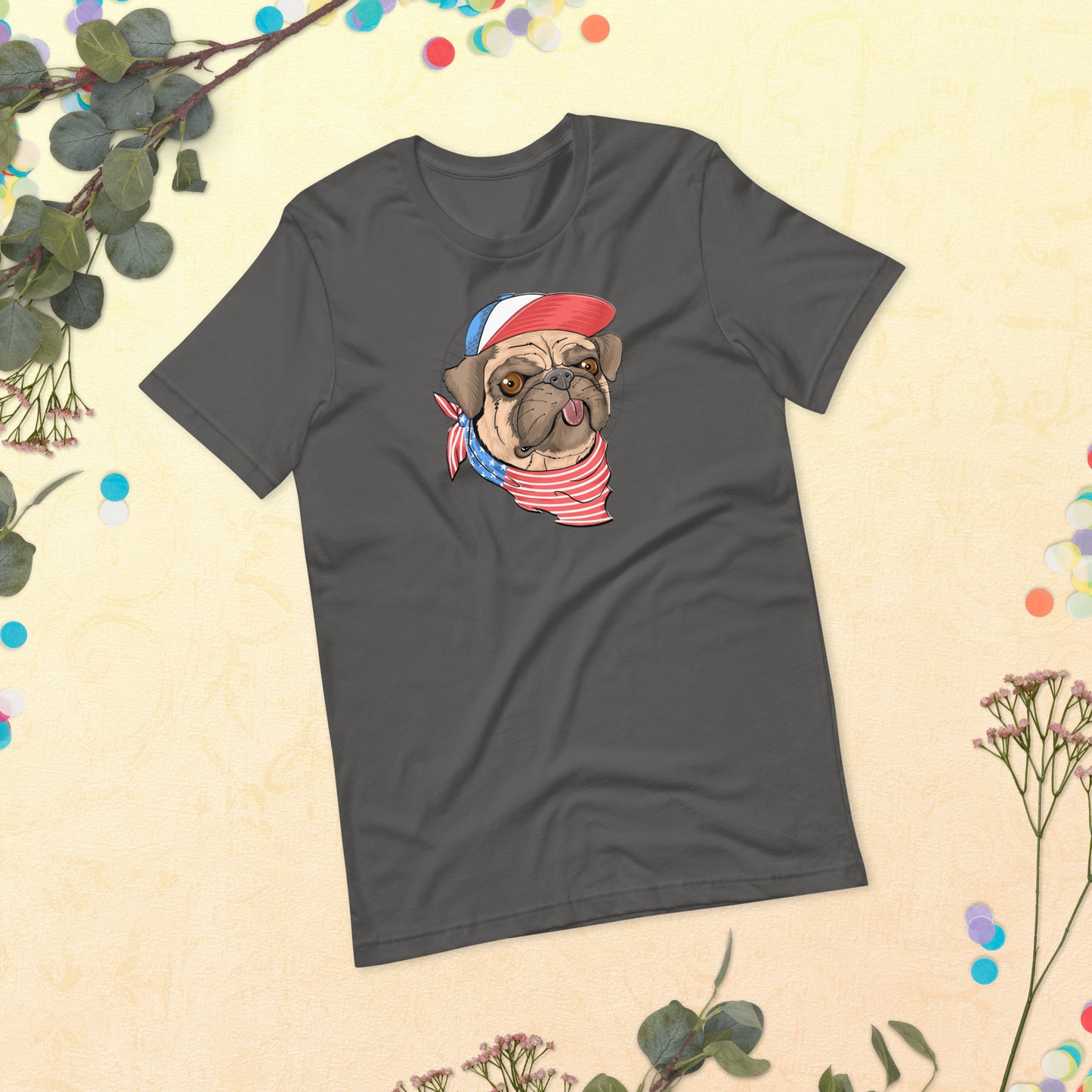 Pug Dog USA Flag shirt, I Love My Pug Dog, My Dog is My Love Shirt, Pug Gift, Gift for Pug Dog Lovers Unisex t-shirt