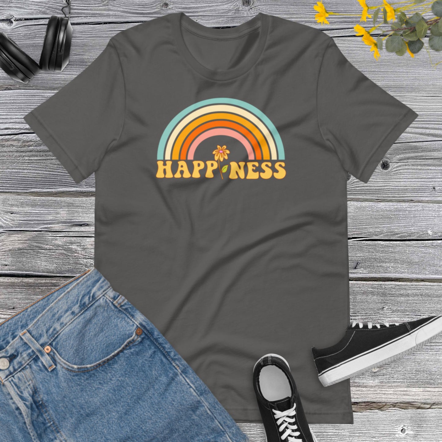 Rainbow Happiness Shirt,Inspirational Shirt,Gift For Women,Motivational Shirt,Choose Happy Shirt, Positive ShirtUnisex t-shirt