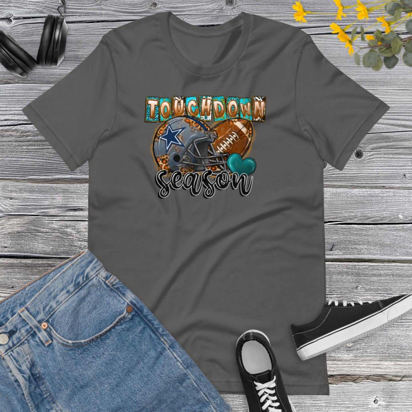 Touchdown Season, Western, Football Lover, Football Helmet, Retro football Leopard Unisex t-shirt