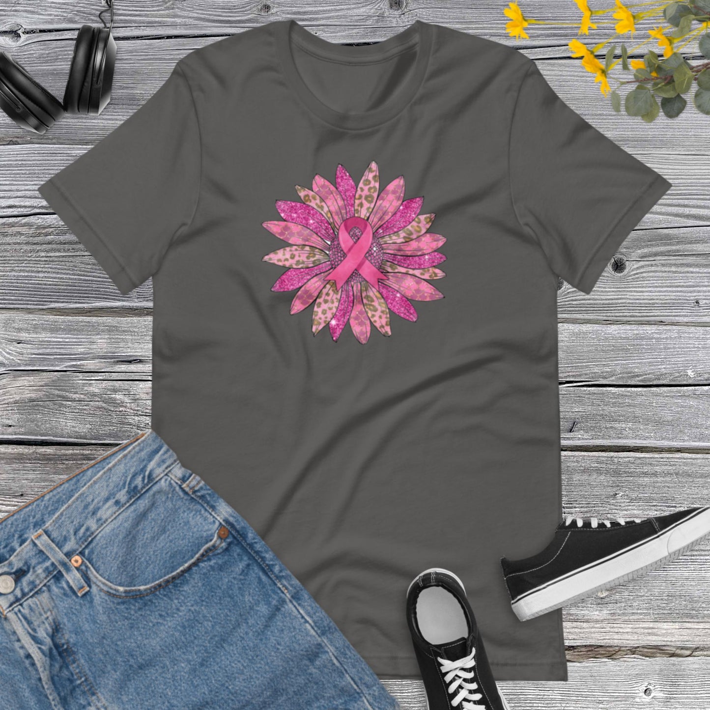 Sunflower Breast Cancer Awareness, Beautiful Pink Sunflower, Pink Ribbon For Woman Shirt, Breast Cancer Awareness Unisex t-shirt