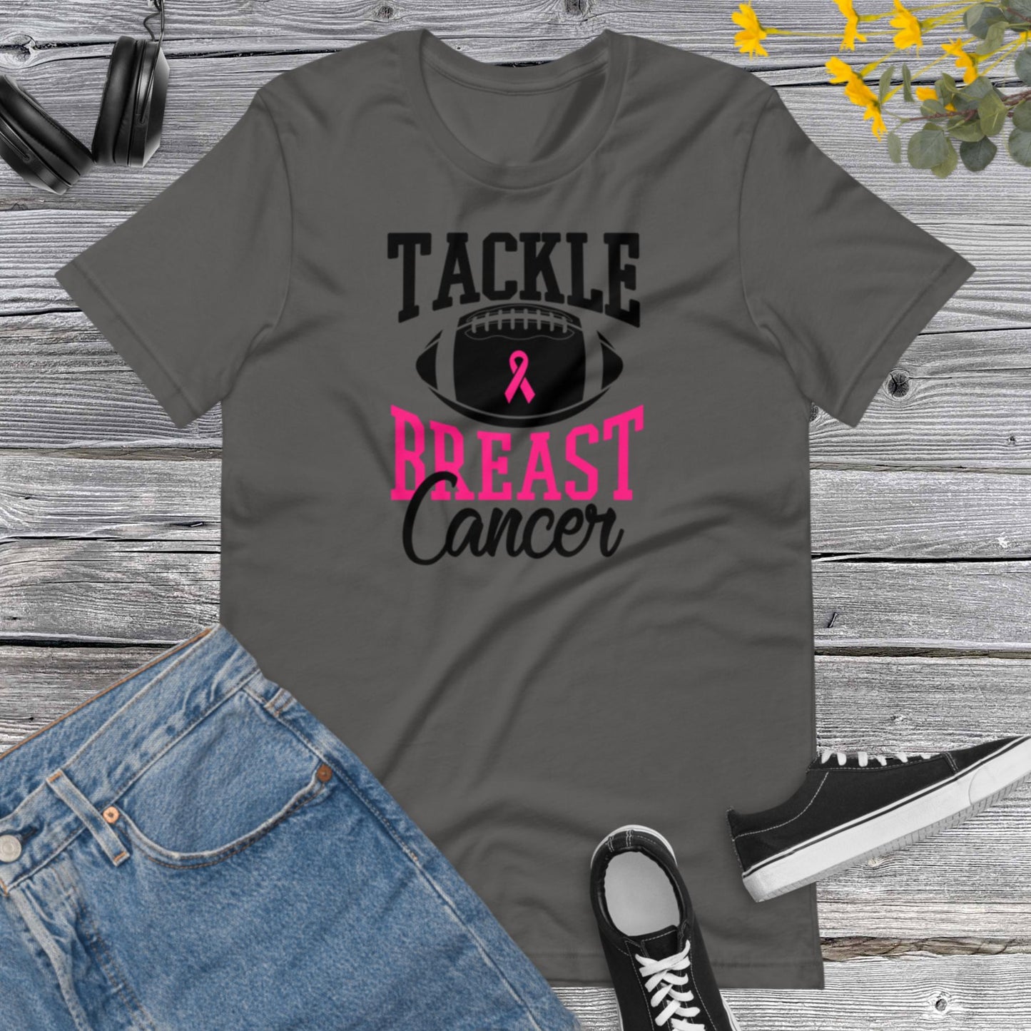 Tackle Breast Cancer, Breast Cancer Awareness, Team Cancer, Motivational, Pink Ribbon, In October We Wear Pink Unisex t-shirt