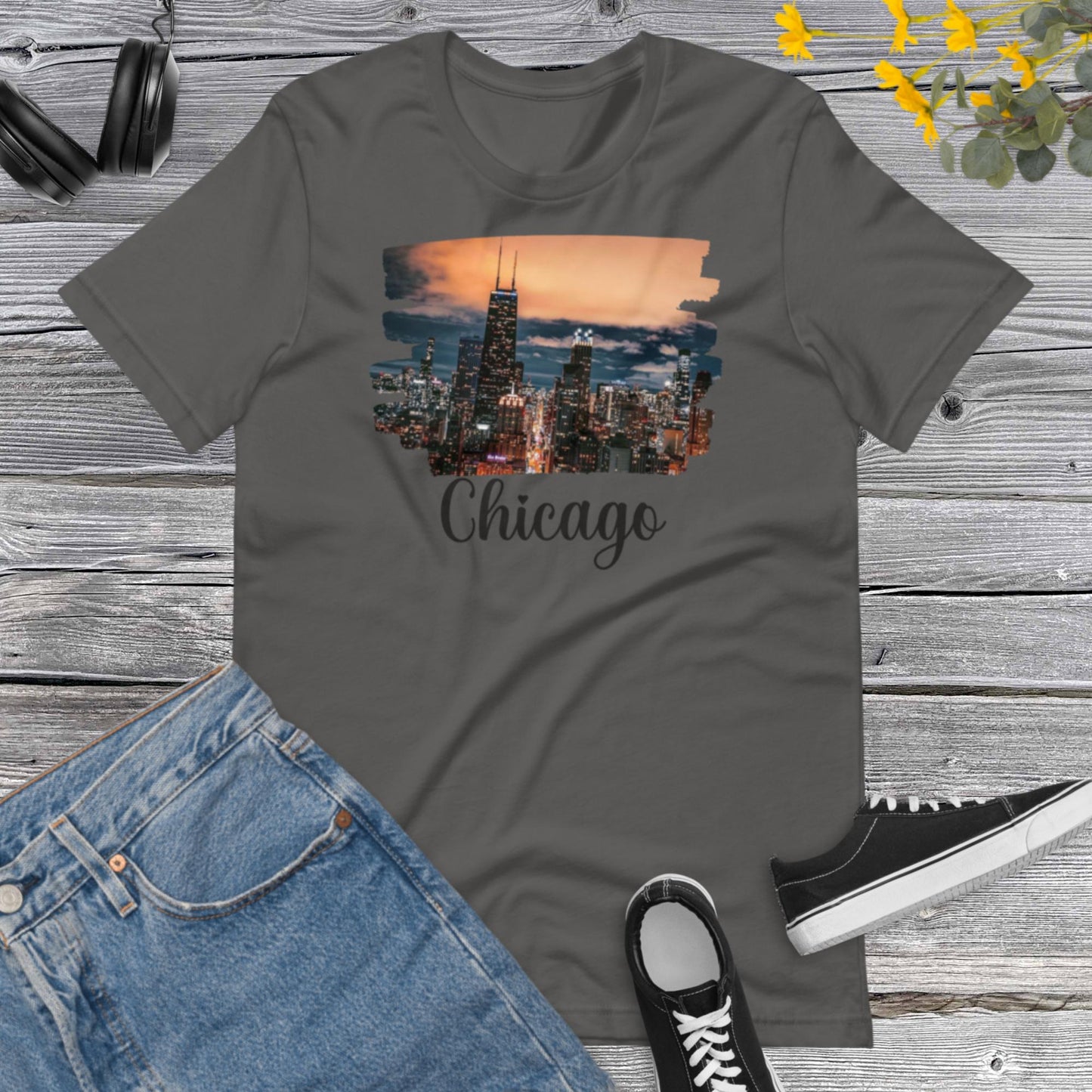 Chicago City Sunset, I Love Chicago, Chicago Lover, City Photo Unisex t-shirt