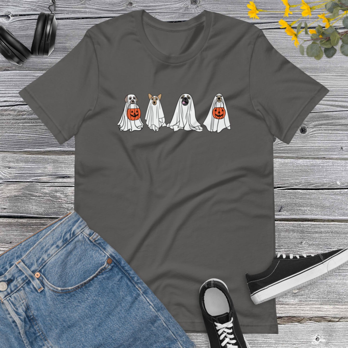 Ghost Dog Shirt, Happy Halloween, Retro Spooky Season, Dog Lover, Halloween Ghost,  Halloween Dog Unisex t-shirt