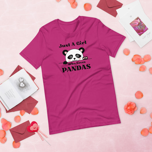 Panda Shirt, Just a Girl Who Loves Pandas, Funny Panda Shirt, Panda Lover Shirt,  Funny Shirt, Cute Panda Unisex t-shirt