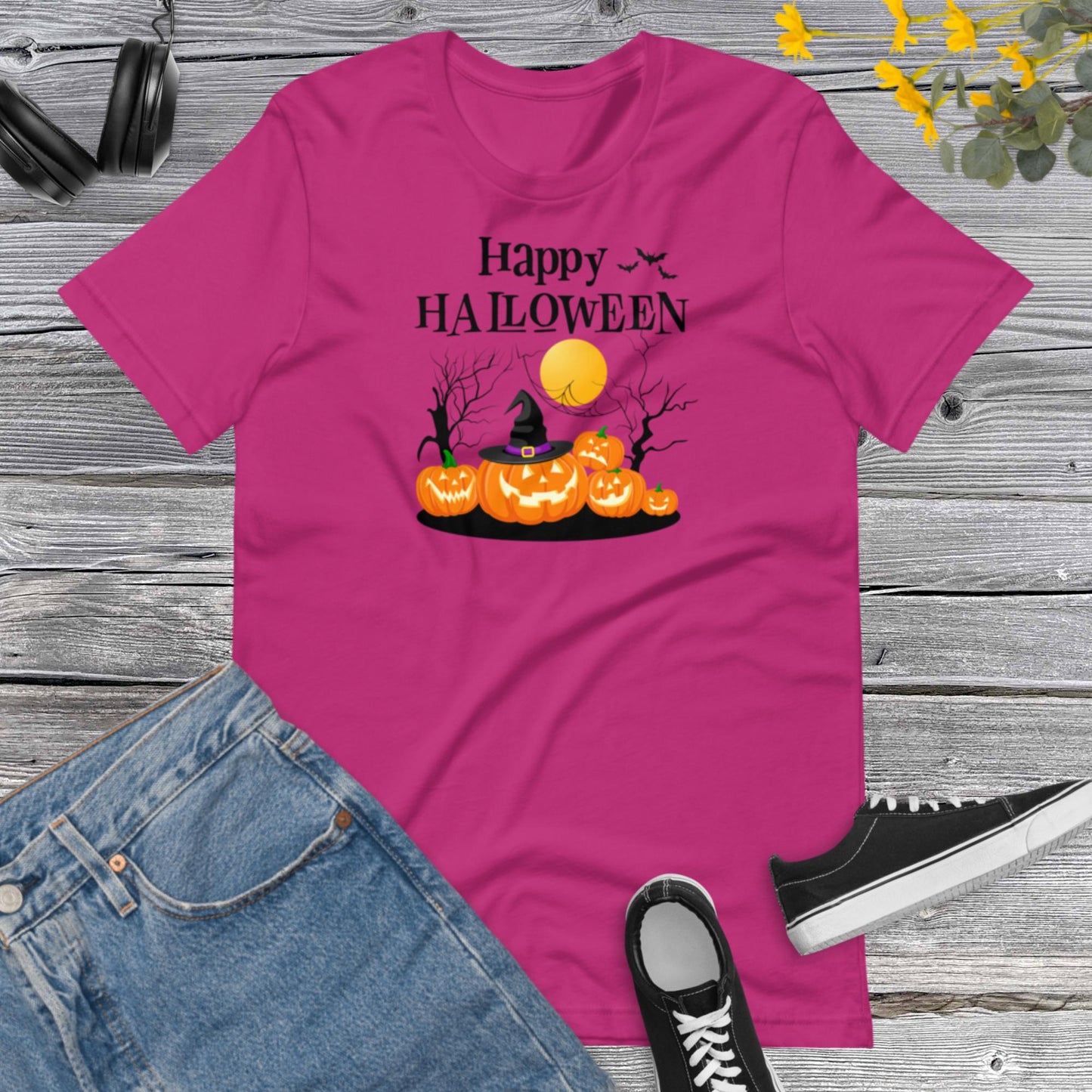 Happy Halloween, Halloween Hat, Halloween Witch Pumpkins, Spooky, Matching Family Halloween Outfits Unisex t-shirt