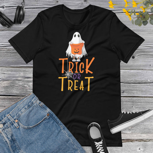 Trick or Treat Ghost Halloween Shirt, Halloween T-shirt, Ghost T-shirt, Trick or Treat, Spooky Unisex t-shirt