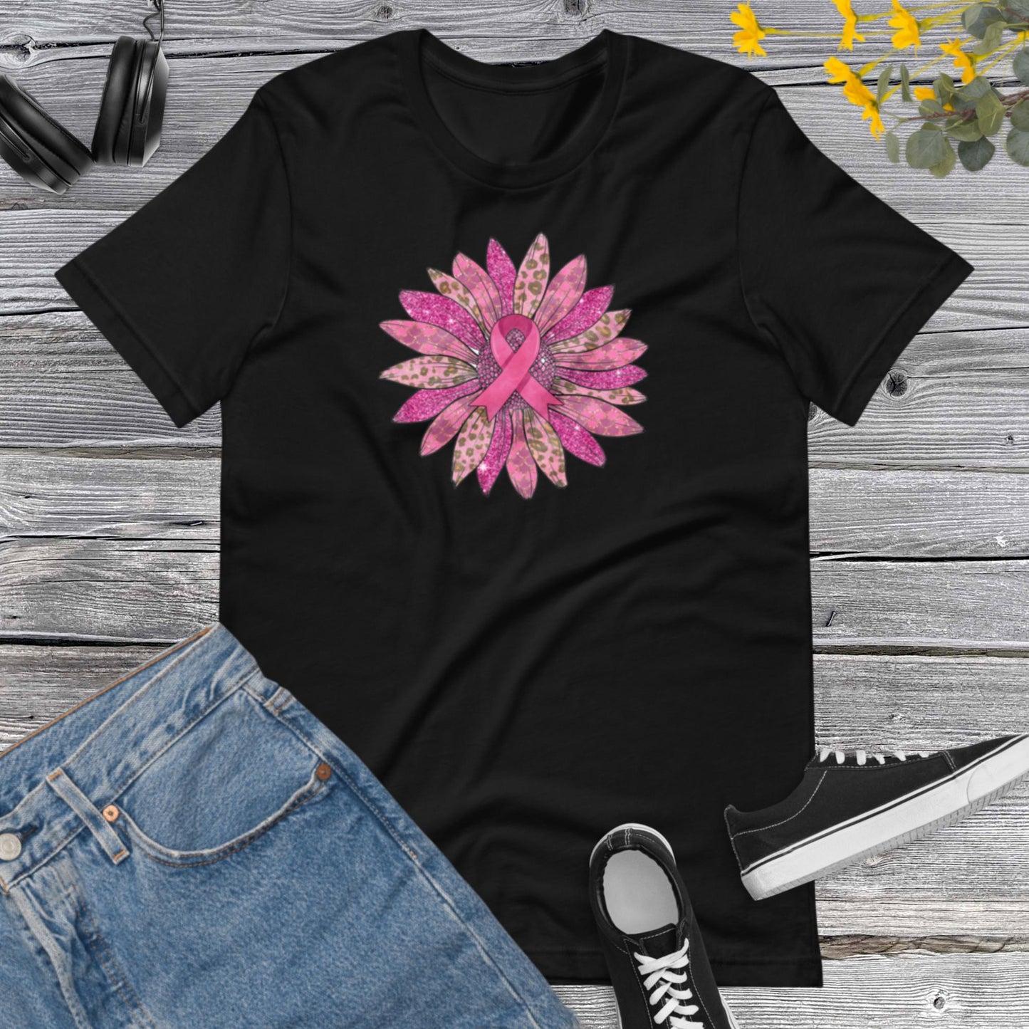 Sunflower Breast Cancer Awareness, Beautiful Pink Sunflower, Pink Ribbon For Woman Shirt, Breast Cancer Awareness Unisex t-shirt