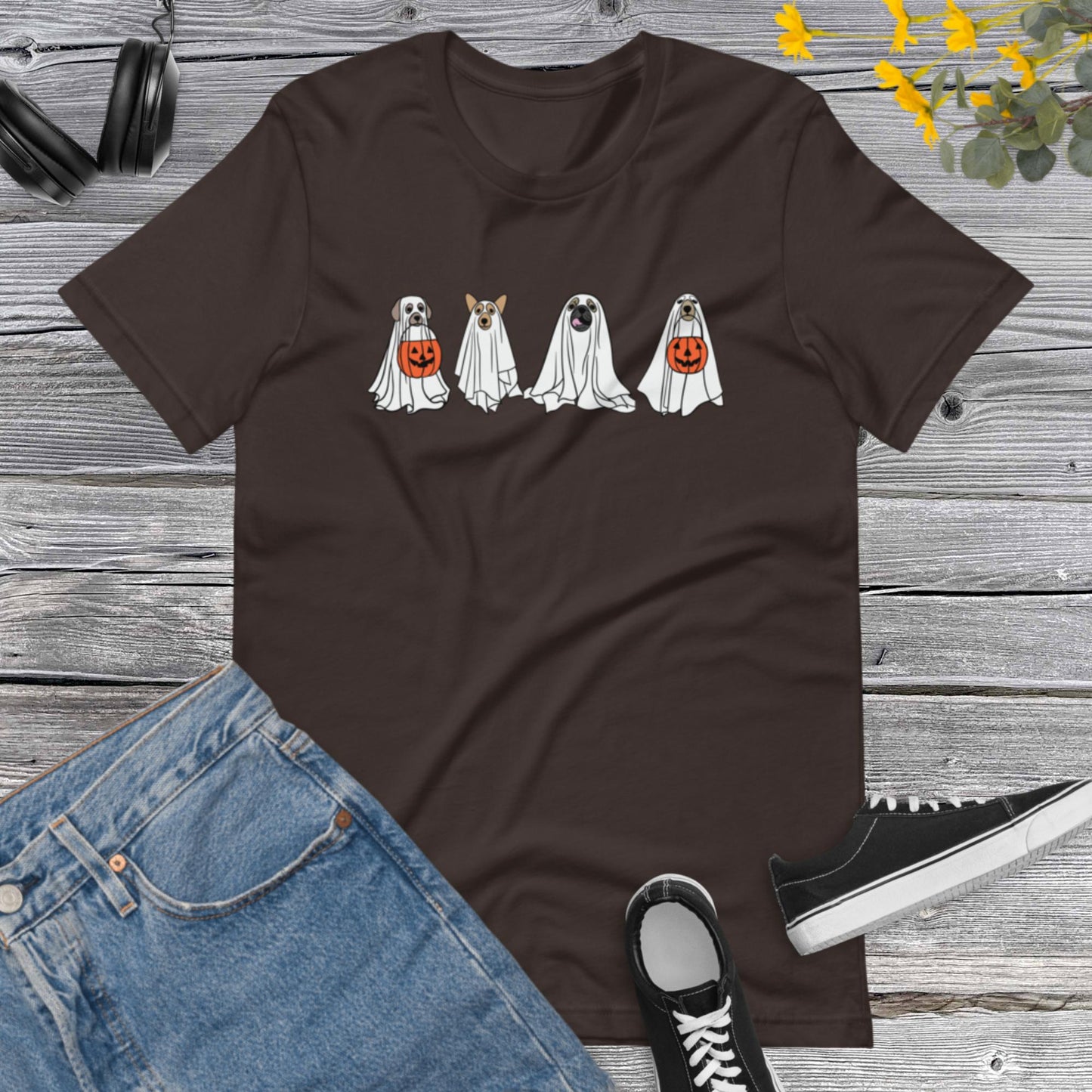 Ghost Dog Shirt, Happy Halloween, Retro Spooky Season, Dog Lover, Halloween Ghost,  Halloween Dog Unisex t-shirt