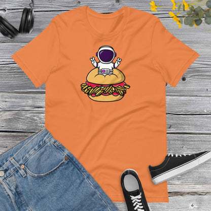 Astronaut Burger Unisex T-Shirt, Cute Astronaut Peace, Burger Lover, Burger Shirt, Foodie Lover Unisex t-shirt