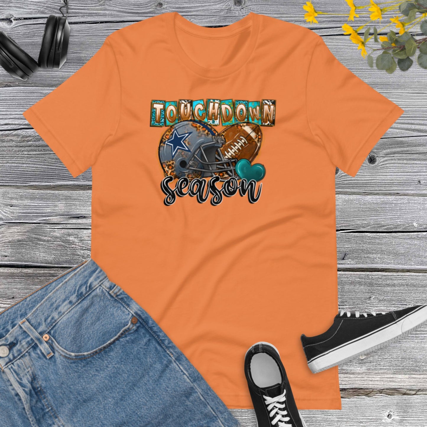 Touchdown Season, Western, Football Lover, Football Helmet, Retro football Leopard Unisex t-shirt