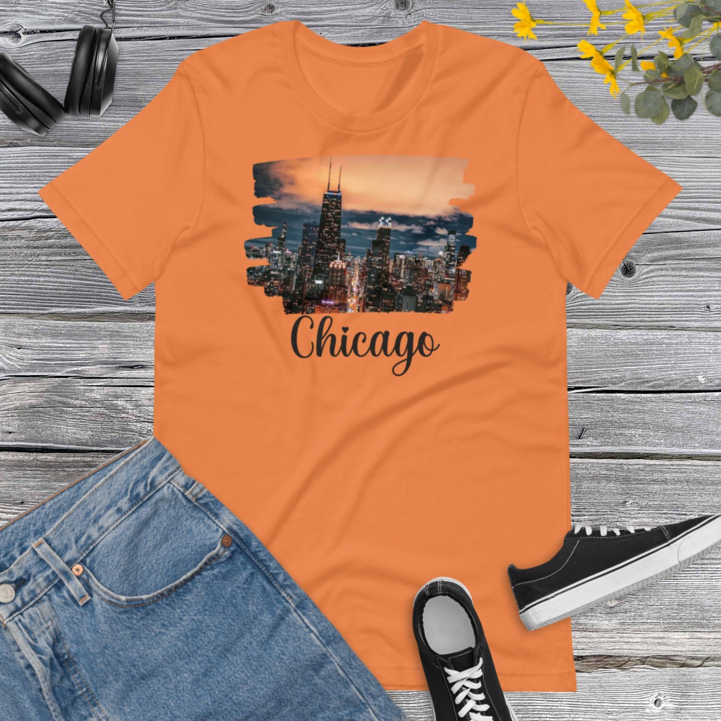 Chicago City Sunset, I Love Chicago, Chicago Lover, City Photo Unisex t-shirt