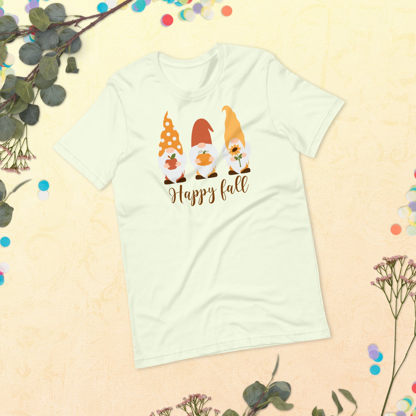 Happy Fall Gnomes, Gnome fall shirt, Thanksgiving Gnome, Hello Fall, Thanksgiving Gift Unisex t-shirt