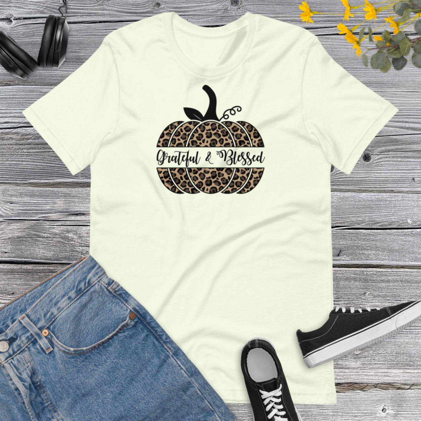 Grateful Blessed Leopard Pumpkin, Leopard Pumpkin, Thanksgiving, Thankful shirt, Hello Fall Pumpkin Unisex t-shirt