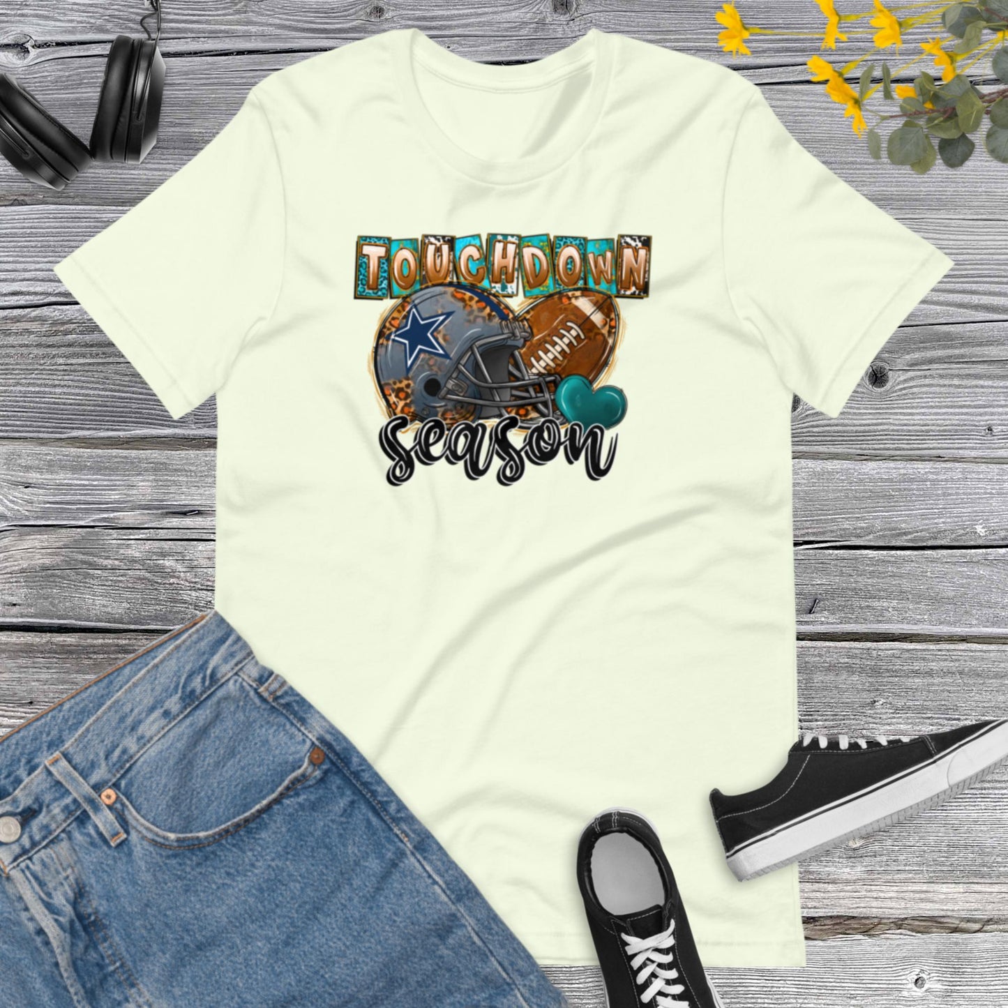 Touchdown Season, Western, Football Lover, Football Helmet, Retro football Leopard Unisex t-shirt