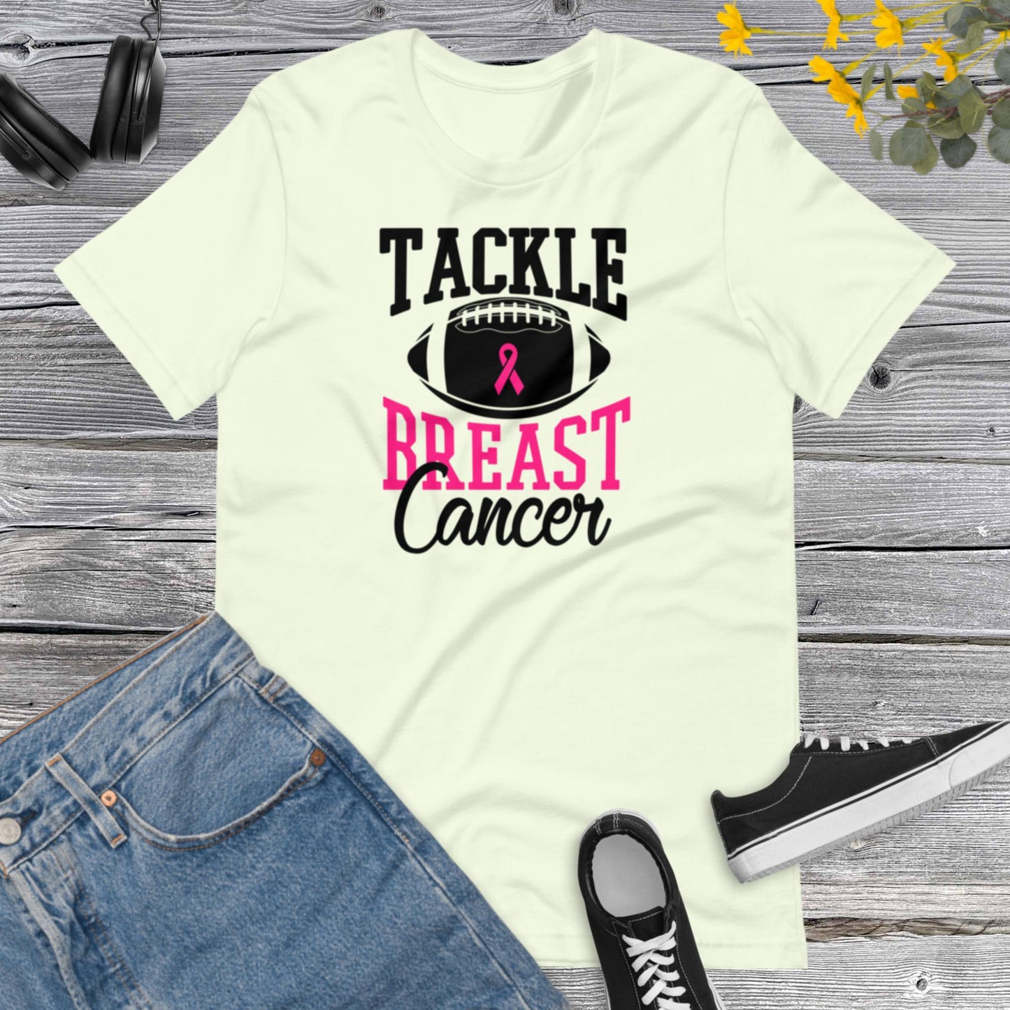 Tackle Breast Cancer, Breast Cancer Awareness, Team Cancer, Motivational, Pink Ribbon, In October We Wear Pink Unisex t-shirt