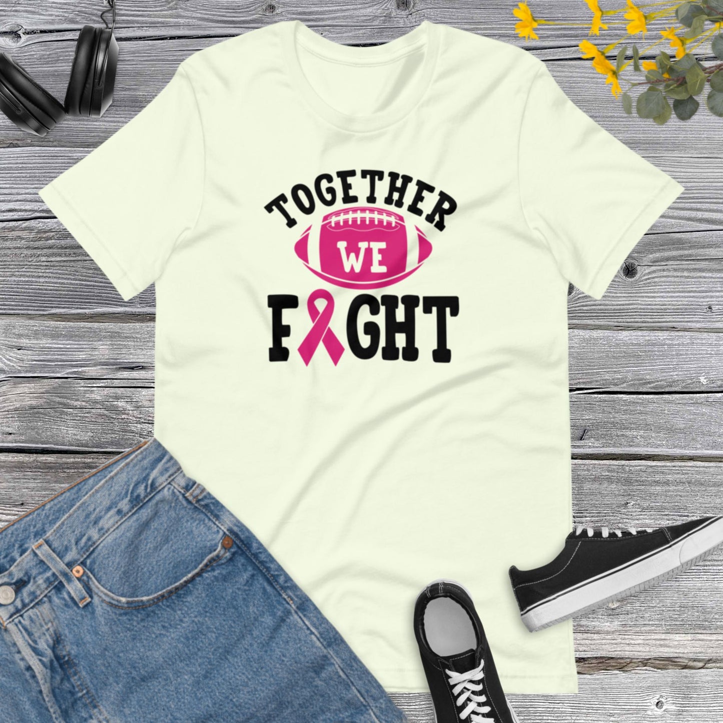 Together We Fight, Breast Cancer Awareness, Team Cancer, Motivational, Pink Ribbon, In October We Wear Pink Unisex t-shirt