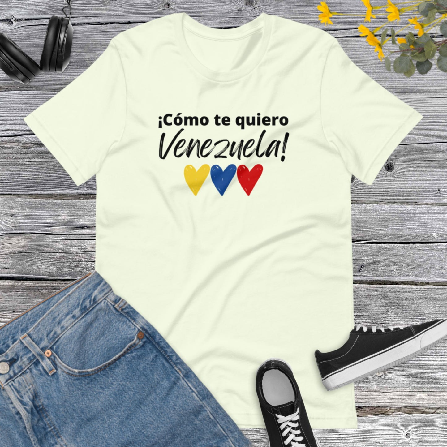 Como te Quiero Venezuela !, Tricolor Hearts, I Love Venezuela, Venezuela en USA, Proud Latina, Latin Power Unisex t-shirt