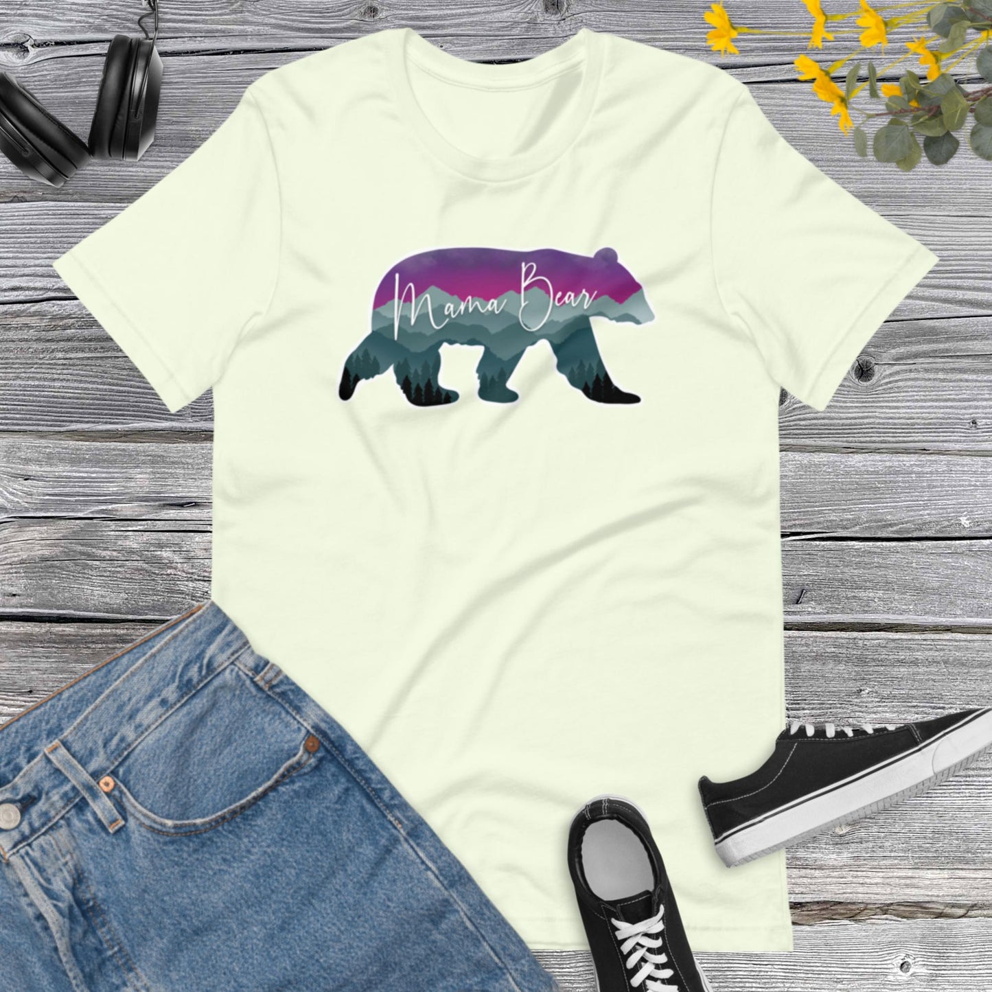 Mama Bear, Bear mountain forest tees, Gift Mama bear tees, Gift Camping Shirt, Gift Wild Life tee, gift adventure Unisex t-shirt