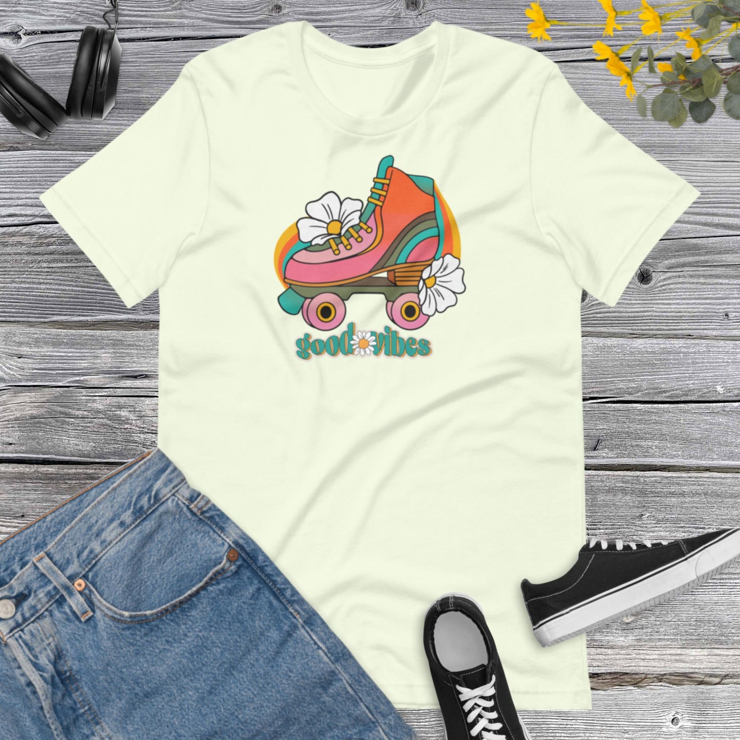 Skate Good Vibes, Roller Skate girls Gift, 70s Retro Vibes, Party Retro, Skate Lover Unisex t-shirt